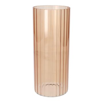 Deko Vase BLANDINA, Glas, Rillen, altrosa-transparent, 24cm, Ø10cm Deko Vase BLANDINA, Glas, Rillen, altrosa-transparent, 24cm, Ø10cm