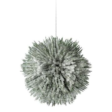Künstliche Kiefern Kugel PERLKY, beschneit, hängend, grün-weiß, Ø14cm