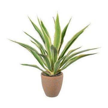 Kunst Agave furcraea gigantea SININ im Terracottatopf, grün-creme, 85cm