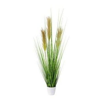 Kunstgras Pampasgras FONZA im Dekotopf, Rispen, braun-gelb, 80cm