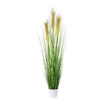 Kunstgras Pampasgras FONZA im Dekotopf, Rispen, braun-gelb, 95cm
