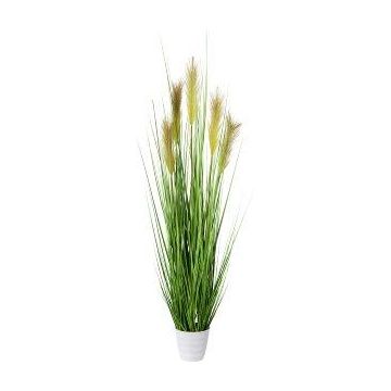 Kunstgras Pampasgras FONZA im Dekotopf, Rispen, braun-gelb, 110cm