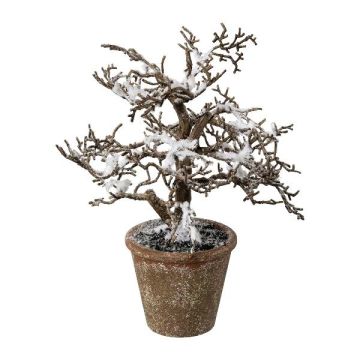 Künstlicher Baum Buche BONKA, laublos, beschneit, Dekotopf, weiß-braun, 24cm