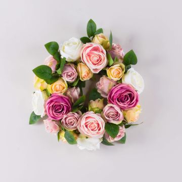Künstlicher Blumenkranz Rosen WOPUNY, bunt, Ø40cm Künstlicher Blumenkranz Rosen WOPUNY, bunt, Ø40cm
