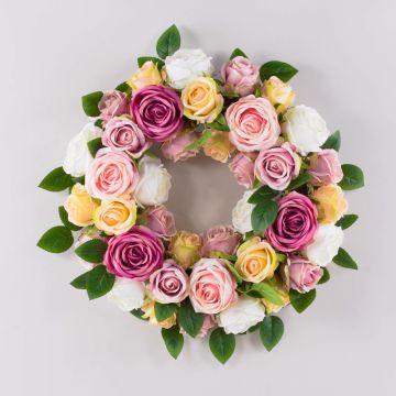 Künstlicher Blumenkranz Rosen WOPUNY, bunt, Ø55cm Künstlicher Blumenkranz Rosen WOPUNY, bunt, Ø55cm