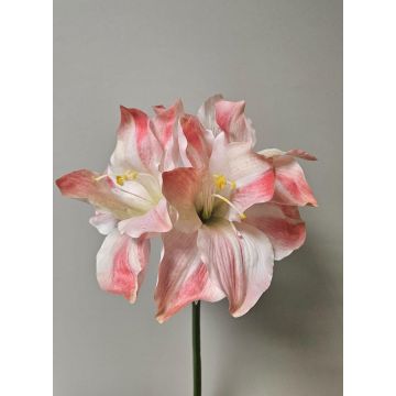 Künstliche Amaryllis SARNUK, weiß-rosa, 80cm