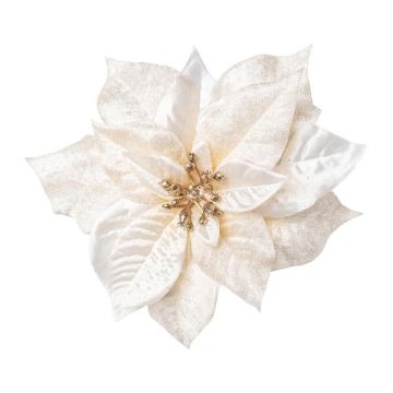 Samt Weihnachtsstern SINFE, creme, Ø18cm