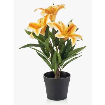Künstliche Lilie YELTOR im Dekotopf, gelb-orange, 35cm, Ø13cm