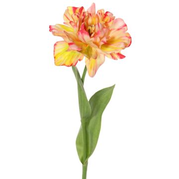 Künstliche Papageien Tulpe STEFANIE, gelb-pink, 65cm, Ø14cm