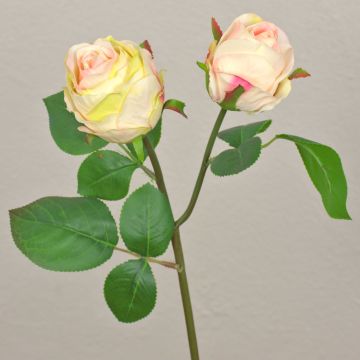 Künstliche Blume Rose RENATUS, creme-rosa, 45cm, Ø6-8cm