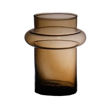 Glasvase JUSTO, recycelt, orange-braun-klar, 20cm, Ø15cm