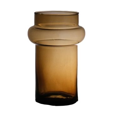 Glasvase JUSTO, recycelt, orange-braun-klar, 25cm, Ø16cm