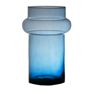 Glasvase JUSTO, recycelt, blau-klar, 25cm, Ø16cm