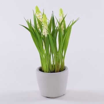 Künstliche Blume Traubenhyazinthe NARMADA im Zementtopf, weiß, 20cm