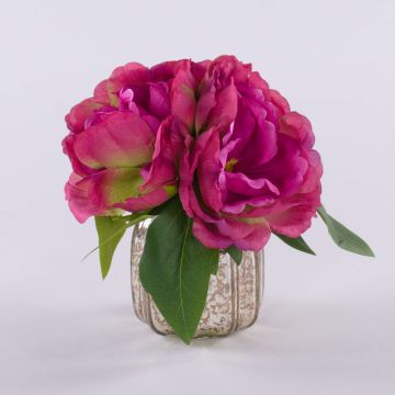 Künstlicher Blumenstrauß Pfingstrose VEIKO in Glasvase, pink, 15cm Künstlicher Blumenstrauß Pfingstrose VEIKO in Glasvase, pink, 15cm