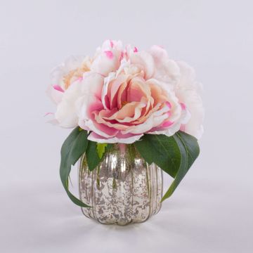 Künstlicher Blumenstrauß Pfingstrose VEIKO in Glasvase, rosa-creme, 15cm Künstlicher Blumenstrauß Pfingstrose VEIKO in Glasvase, rosa-creme, 15cm