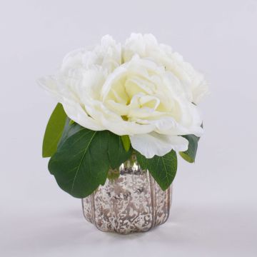 Künstlicher Blumenstrauß Pfingstrose VEIKO in Glasvase, weiß, 15cm Künstlicher Blumenstrauß Pfingstrose VEIKO in Glasvase, weiß, 15cm