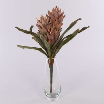 Samt Guzmania Bromelie künstlich WALFRIEDE auf Steckstab, altrosa, 50cm