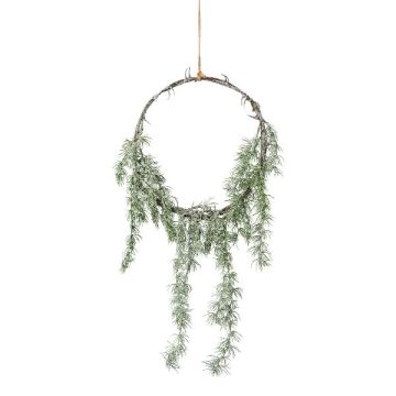 Kunstpflanzen Traumfänger VERBA mit Zeder, beschneit, hängend, grün-weiß, 75cm