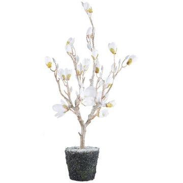 Dekobaum Magnolie NANDAL, Erdball, Blüten, Kunststamm, gefroren, weiß, 95cm