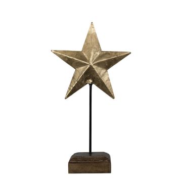 Deko Stern DORANA aus Metall, Holzfuß, gold, 19x10x35cm Deko Stern DORANA aus Metall, Holzfuß, gold, 19x10x35cm