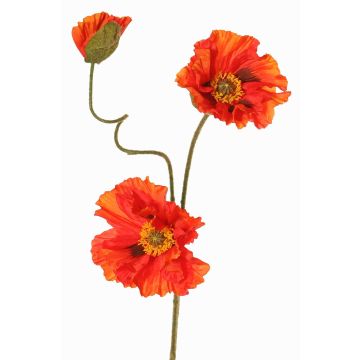 Künstlicher Mohnblumenzweig PEJA, orange-rot, 90cm, Ø11-13cm