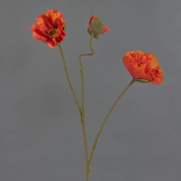 Künstlicher Mohnblumenzweig PEJA, orange-rot, 90cm, Ø11-13cm