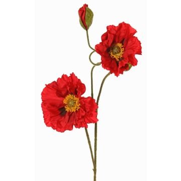 Künstlicher Mohnblumenzweig PEJA, rot, 90cm, Ø11-13cm