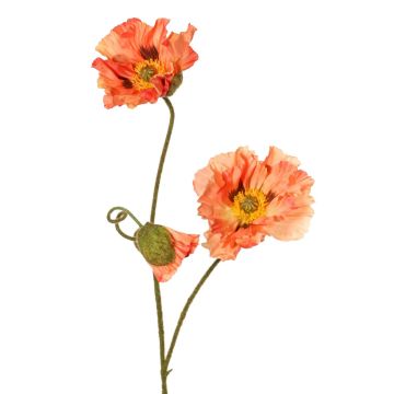 Künstlicher Mohnblumenzweig PEJA, pfirsich, 90cm, Ø11-13cm