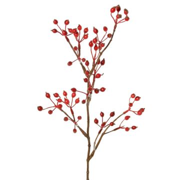 Deko Zweig Heckenrose HIKERNO mit Hagebutten, rot, 60cm