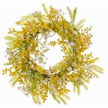 Künstlicher Blumenkranz Mimose Schleierkraut MAFARA, gelb-weiß, Ø35cm Künstlicher Blumenkranz Mimose Schleierkraut MAFARA, gelb-weiß, Ø35cm