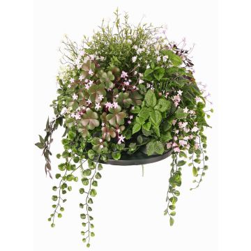 Kunstblumengesteck Fleißiges Lieschen DANFIR, Minze, Farn, Klee, weiß-grün, 50cm, Ø32cm Kunstblumengesteck Fleißiges Lieschen DANFIR, Minze, Farn, Klee, weiß-grün, 50cm, Ø32cm