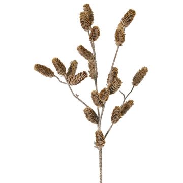 Deko Tannenzweig LONGIH mit Zapfen, braun-weiß, 95cm