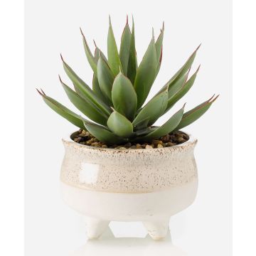 Künstliche Sukkulente Drachenbaum-Agave NORSHU im Dekotopf, grün-rot, 20cm