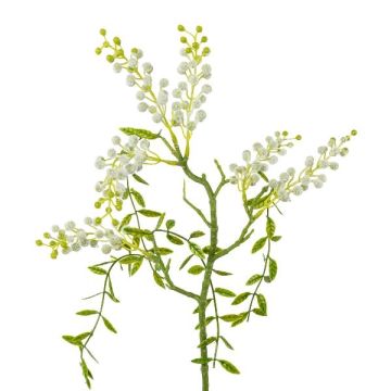 Kunstzweig Mimose KRAVEL mit Knospen, hängend, weiß, 60cm