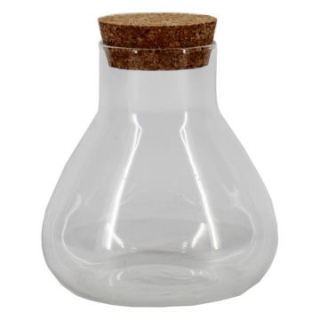 Glaskolben PEPPA mit Korkdeckel, klar, 11,5cm, Ø10,3cm