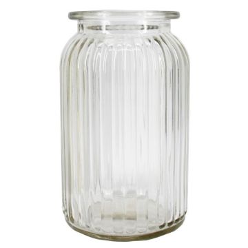 Glas Vase NIDDO mit Rillen, klar, 18cm, Ø11cm Glas Vase NIDDO mit Rillen, klar, 18cm, Ø11cm