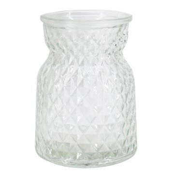 Glasvase YNASTIA mit Rautenmuster, klar, 13,5cm, Ø10cm