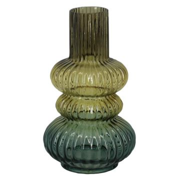 Dekovase Glas SIGURD mit Rillen, braun-cognac-blau-klar, 25,2cm, Ø14,6cm