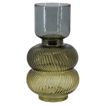 Dekovase Glas LOTTICA mit Rillen, braun-amber-cognac-klar, 27cm, Ø14,7cm