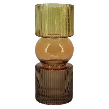 Dekovase Glas NIAMH mit Rillen, cognac-amber-braun-klar, 25,3cm, Ø10cm
