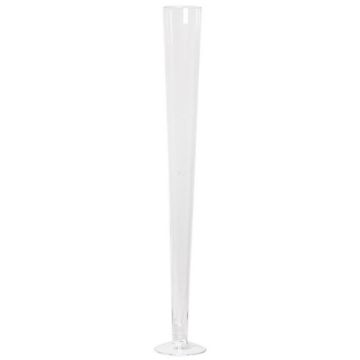 Große Schlanke Bodenvase WANJA, Glas, Standfuß, transparent, 60cm, Ø11cm