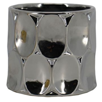 Eleganter Keramik Übertopf MANUKO, silber-glänzend, 12,5cm, Ø13,4cm Eleganter Keramik Übertopf MANUKO, silber-glänzend, 12,5cm, Ø13,4cm