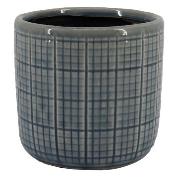Pflanztopf RESCHADA, Keramik, Karomuster, blau, 12,5cm, Ø13,2cm Pflanztopf RESCHADA, Keramik, Karomuster, blau, 12,5cm, Ø13,2cm