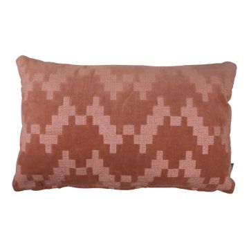 Deko Samtkissen ANJALI, altrosa, ZickZack Strukturmuster, 50x30cm