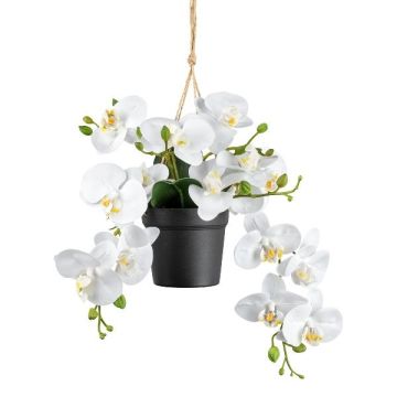 Kunst Phalaenopsis Orchideen Blumenampel LARSAY, Dekotopf, weiß, 25cm