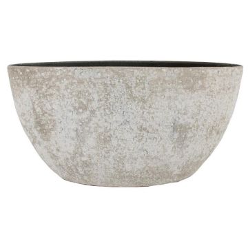 Ovaler Keramiktopf VEMIL, gesprenkelt, weiß, 49x20x25cm Ovaler Keramiktopf VEMIL, gesprenkelt, weiß, 49x20x25cm
