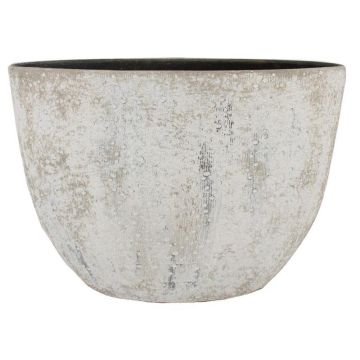 Ovaler Keramiktopf VEMIL, gesprenkelt, weiß, 50x20x36cm Ovaler Keramiktopf VEMIL, gesprenkelt, weiß, 50x20x36cm