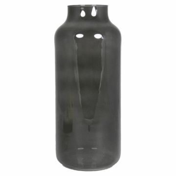 Glas Tisch Vase SIARA aus Glas, schwarz-klar, 35cm, Ø15cm