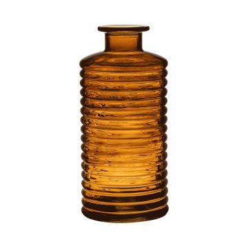 Glas Vase STUART mit Rillen, Flasche, orange-braun-klar, 31cm, Ø14,5cm
